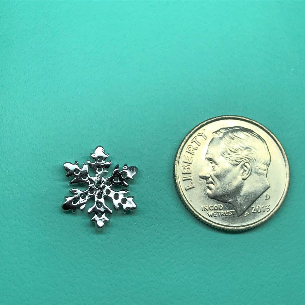 Dainty Silver Diamond Snowflake Stud Earrings - Picture 2 of 2